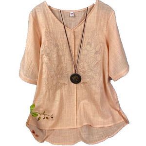 E-RÃ©tro Orange Embroidered V Neck Puff Sleeve Hi Low Top Size XXL